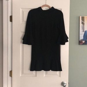 Black ruffle bell sleeve dress